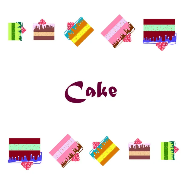 Colorful sweet cakes slices pieces vector illustration. — Stock vektor