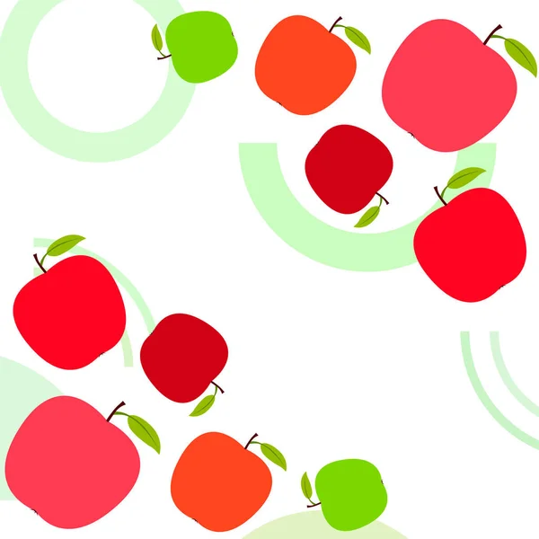 Яблуко рамка Векторні ілюстрації. Дизайн векторної картки з яблуком та листям . — стоковий вектор