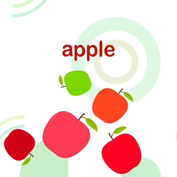 Ilustración vectorial del marco Apple. Diseño de tarjeta vectorial con manzana y hoja . — Archivo Imágenes Vectoriales