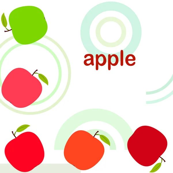 Ilustración vectorial del marco Apple. Diseño de tarjeta vectorial con manzana y hoja . — Vector de stock