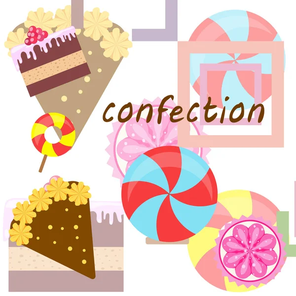 Home pékség vektor illusztrációja születésnapi torta, capcake és édességek. Tervezési ötlet plakát, kártyák és reklám. — Stock Vector