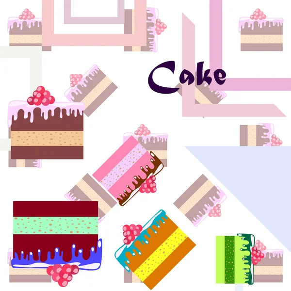 Colorful sweet cakes slices pieces vector illustration. — Stock Vector