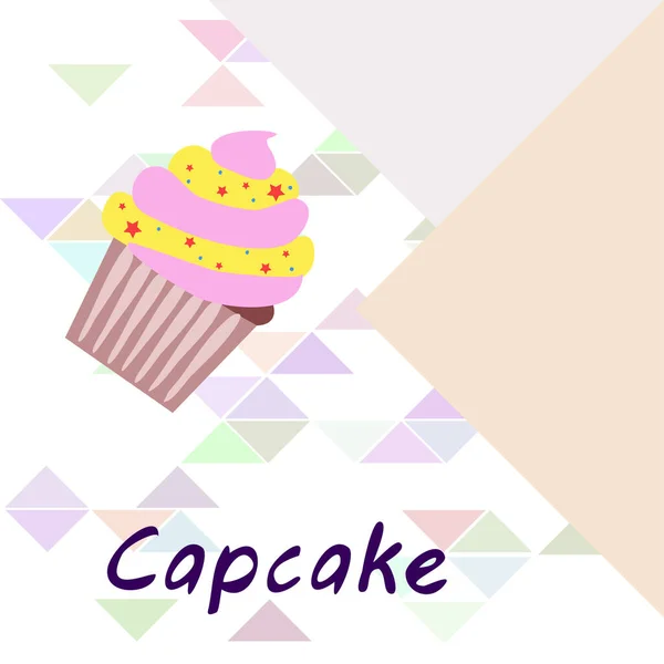 Capcake baking cream berry sweetness dessert. Unsur-unsur berwarna untuk koleksi menu kafe dan restoran. selamat berlibur - Stok Vektor