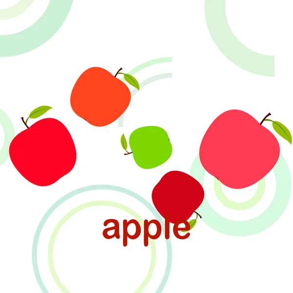 Ilustración vectorial del marco Apple. Diseño de tarjeta vectorial con manzana y hoja . — Vector de stock