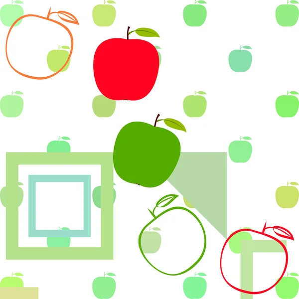 Apple frame vector illustration. Vector card design with apple and leaf. — Stock Vector