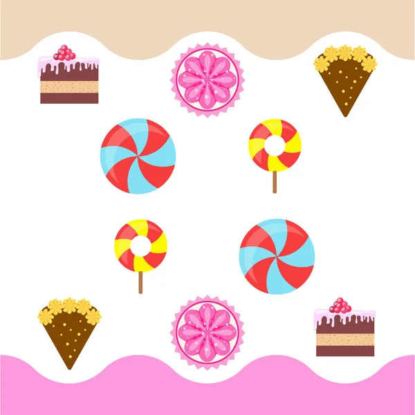 Casa forno vettoriale illustrazione di torta di compleanno, capcake e dolci. Idea di design per poster, cartoline e pubblicità . — Vettoriale Stock