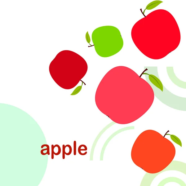 Ilustración vectorial del marco Apple. Diseño de tarjeta vectorial con manzana y hoja . — Vector de stock