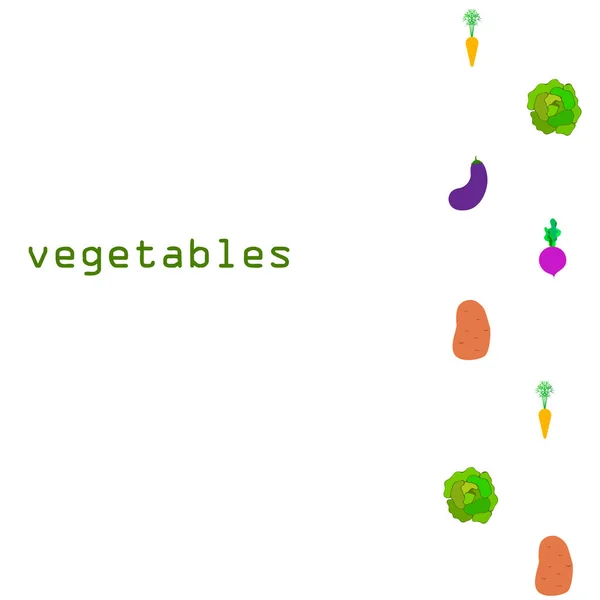 양배추, 사탕무, 당근, 가지, 감자, 신선 한 야채. 유기농 식품 포스터. 농부의 시장 디자인. 벡터 배경. — 스톡 벡터