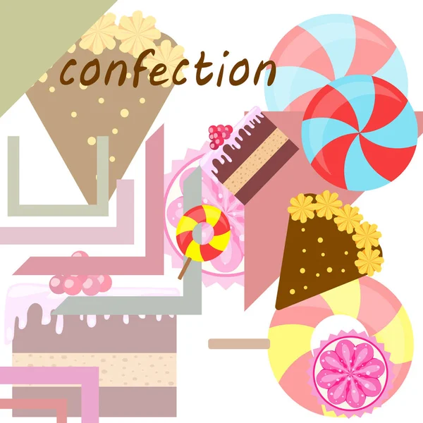 Domácí pekařský vektor ilustrace narozeninového dortu, dort a sladkosti. Návrh plakátu, pohlednic a reklam. — Stockový vektor