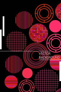 Metin için yeri olan kusursuz vektör geometrik arkaplan. Broşür, davetiye, tebrik kartı, poster tasarımı için soyut yaratıcı konsept. Üst üste binen çoklu renk desenini çember çiz.