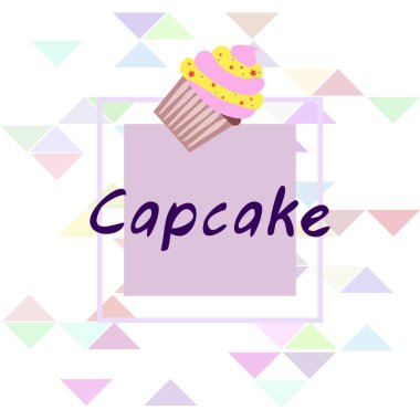 Capcake kremalı, çilekli tatlı. Kafelerin ve restoranların menüleri için renkli unsurlar. İyi tatiller.