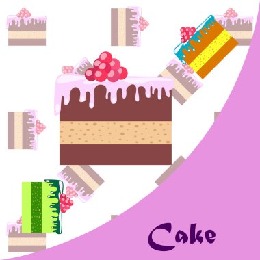 Renkli pastalar vektör illüstrasyonunu parçalara ayırıyor.