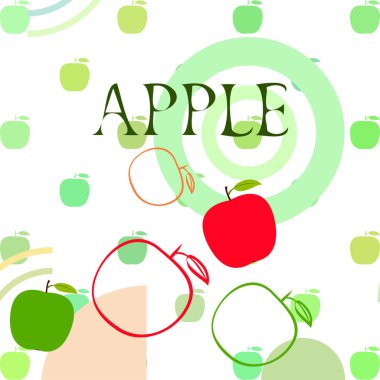 Apple çerçeve vektör illüstrasyon. Elma ve yaprak ile vektör kartı tasarımı.