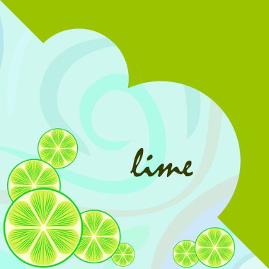 Yeşil yarısı ve dilimlenmiş limon. Vektör illüstrasyonu, arkaplan.