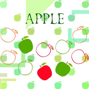 Apple çerçeve vektör illüstrasyon. Elma ve yaprak ile vektör kartı tasarımı.