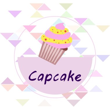 Capcake kremalı, çilekli tatlı. Kafelerin ve restoranların menüleri için renkli unsurlar. İyi tatiller..