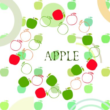 Apple çerçeve vektör illüstrasyon. Elma ve yaprak ile vektör kartı tasarımı.