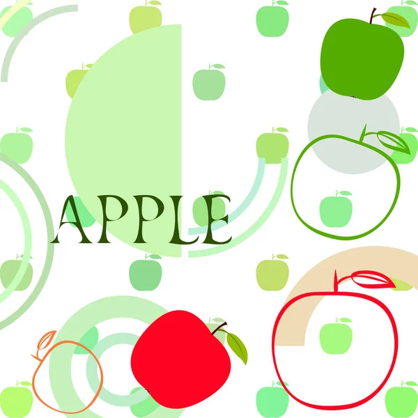 ภาพเวกเตอร์กรอบแอปเปิล การออกแบบการ์ดเวกเตอร์ด้วยแอปเปิ้ลและใบ . — ภาพเวกเตอร์สต็อก