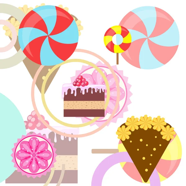 Домашняя выпечка векторная иллюстрация праздничного торта, кекса и сладостей. Идея дизайна плаката, открыток и рекламы . — стоковый вектор