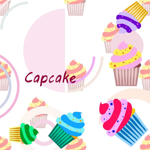 Capcake Backen Sahne Beerensüße Dessert. farbenfrohe Elemente für die Menükollektion von Cafés und Restaurants. Frohe Feiertage. — Stockvektor