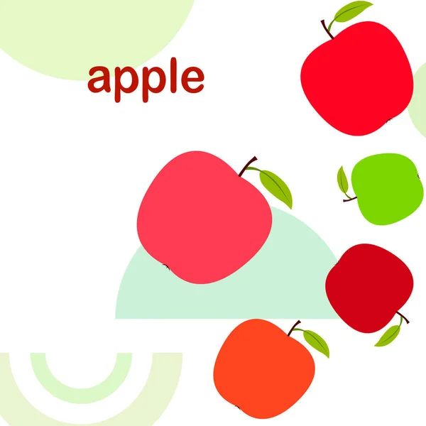 Ilustracja wektorowa ramki Apple. Projekt karty wektorowej z jabłkiem i liściem. — Wektor stockowy