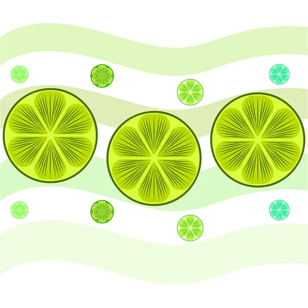 Mitad verde y rodaja de lima. Ilustración vectorial, fondo. — Vector de stock