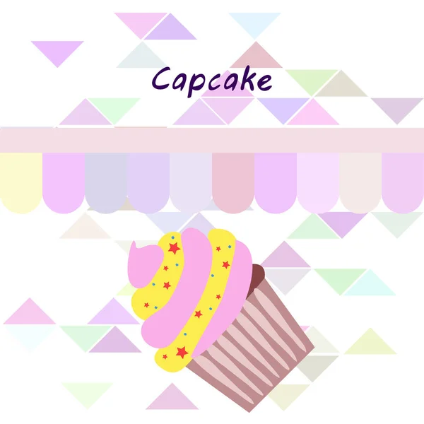Capcake hornear crema de bayas dulzura postre. Elementos coloridos para la colección de menús de cafés y restaurantes. Felices vacaciones. . — Vector de stock