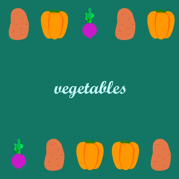 Fresh vegetables. Peppers, beets, potatoes. Organic food poster. Farmers market design. Vector. — ストックベクタ