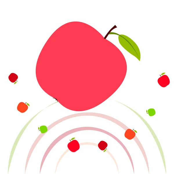 Ilustración vectorial del marco Apple. Diseño de tarjeta vectorial con manzana y hoja . — Archivo Imágenes Vectoriales