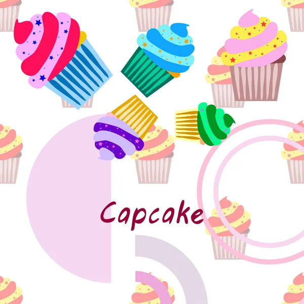 Capcake Backen Sahne Beerensüße Dessert. farbenfrohe Elemente für die Menükollektion von Cafés und Restaurants. Frohe Feiertage. — Stockvektor