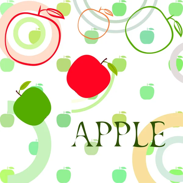 Illustration vectorielle de cadre Apple. Conception de carte vectorielle avec pomme et feuille . — Image vectorielle