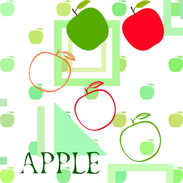 Apple frame vector illustratie. Vector kaart ontwerp met appel en blad. — Stockvector