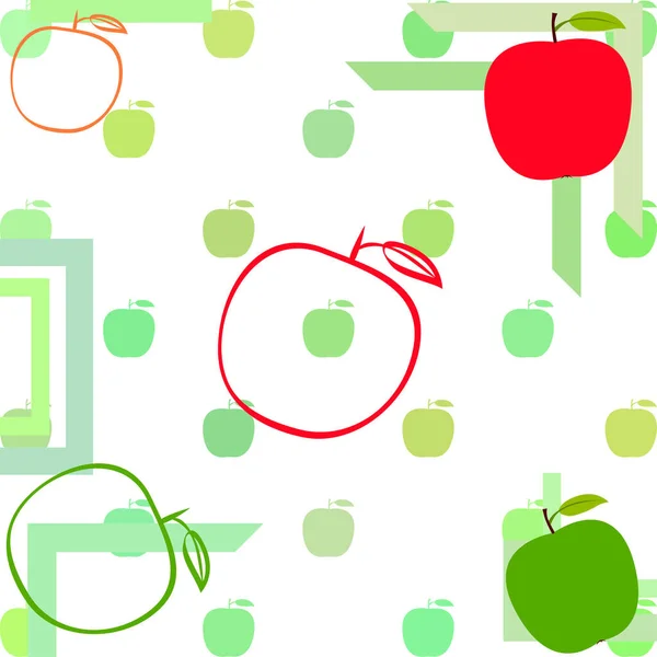 Illustrazione vettoriale cornice Apple. Scheda vettoriale con mela e foglia . — Vettoriale Stock
