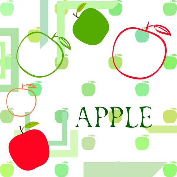 Apfelrahmenvektorillustration. Vektorkartendesign mit Apfel und Blatt. — Stockvektor