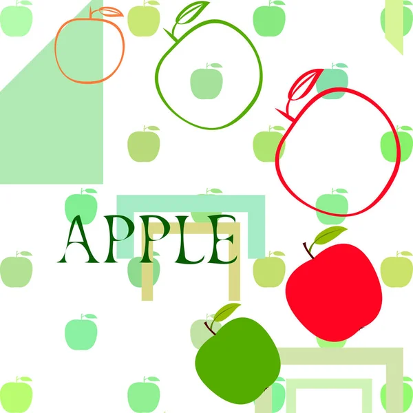 Illustration av Apple Frame Vector. Vektor kort design med äpple och löv. — Stock vektor