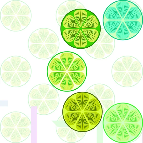 Mitad verde y rodaja de lima. Ilustración vectorial, fondo. — Vector de stock