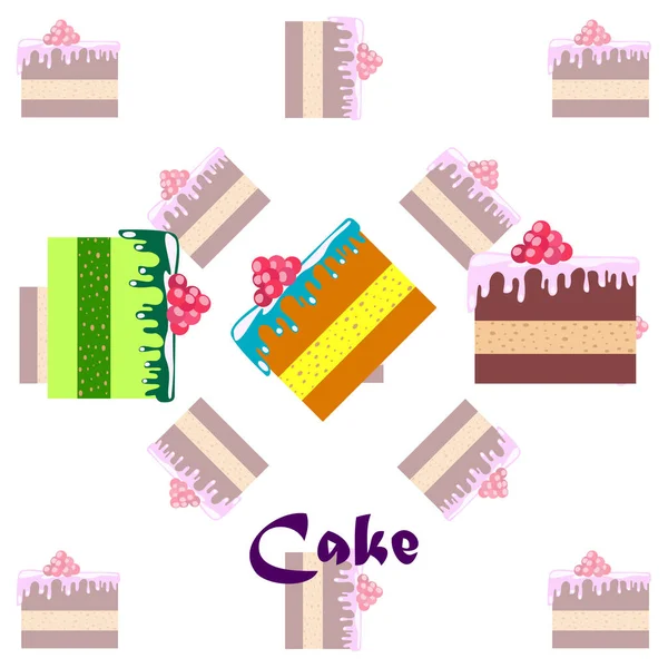 Colorful sweet cakes slices pieces vector illustration. — Stock vektor