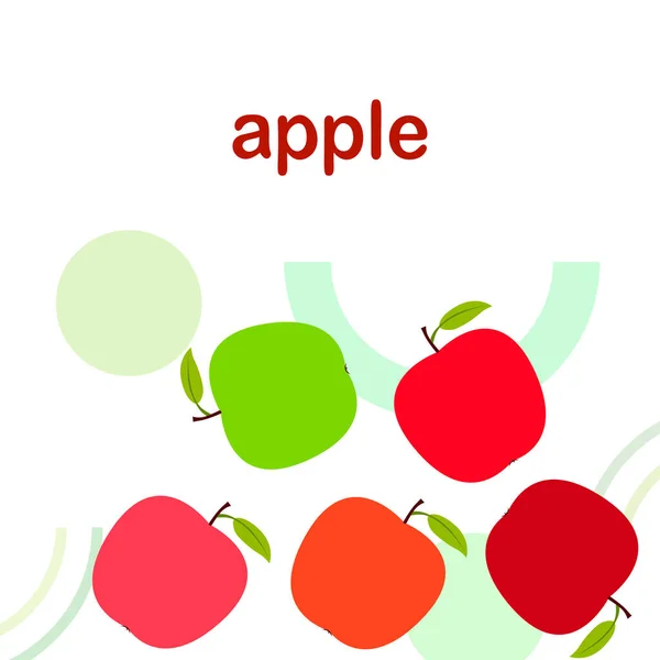 Illustration av Apple Frame Vector. Vektor kort design med äpple och löv. — Stock vektor