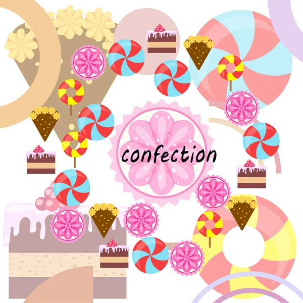 Hem bageri vektor illustration av födelsedagstårta, capcake och sötsaker. Design idé för affisch, kort och reklam. — Stock vektor