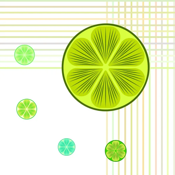 Mezzo verde e fetta di lime. Illustrazione vettoriale, sfondo. — Vettoriale Stock