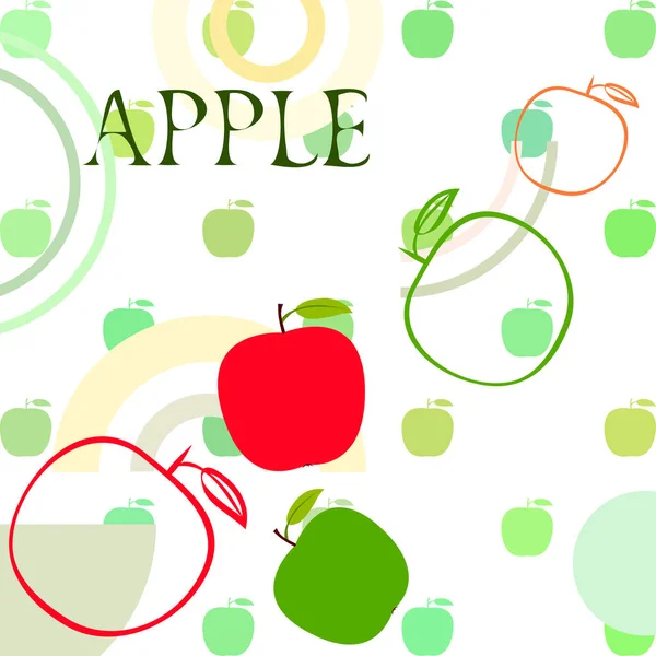 Illustration av Apple Frame Vector. Vektor kort design med äpple och löv. — Stock vektor