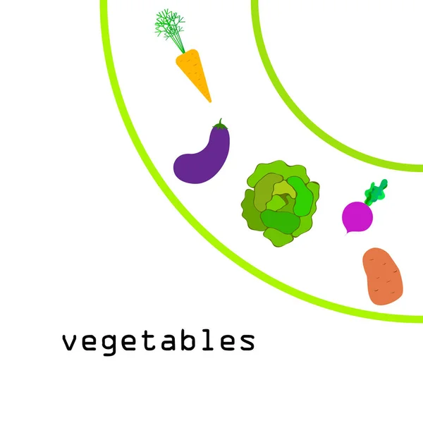 Cavolo, barbabietole, carote, melanzane, patate, verdure fresche. Manifesto di cibo biologico. Progettazione del mercato agricolo. Sfondo vettoriale . — Vettoriale Stock