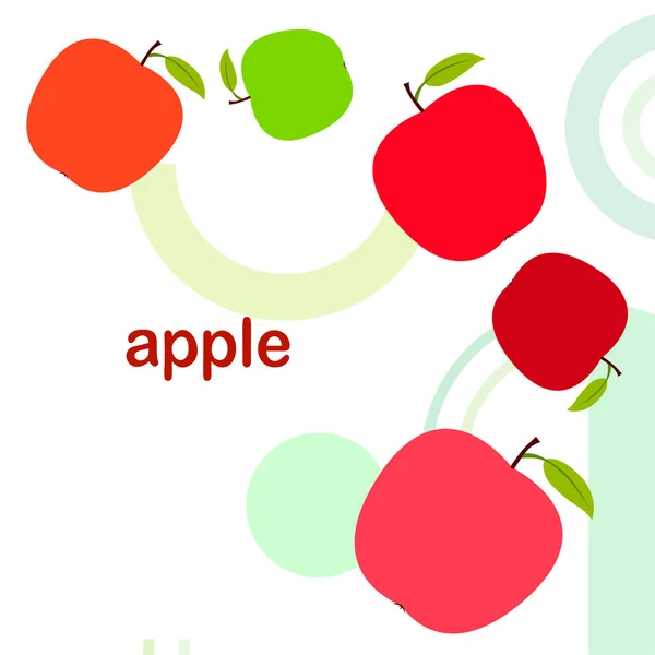 Apfelrahmenvektorillustration. Vektorkartendesign mit Apfel und Blatt. — Stockvektor