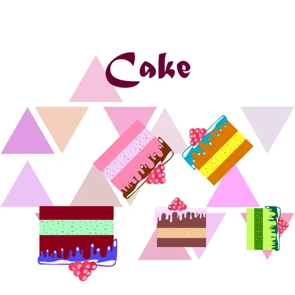 Colorful sweet cakes slices pieces vector illustration. — Stock vektor