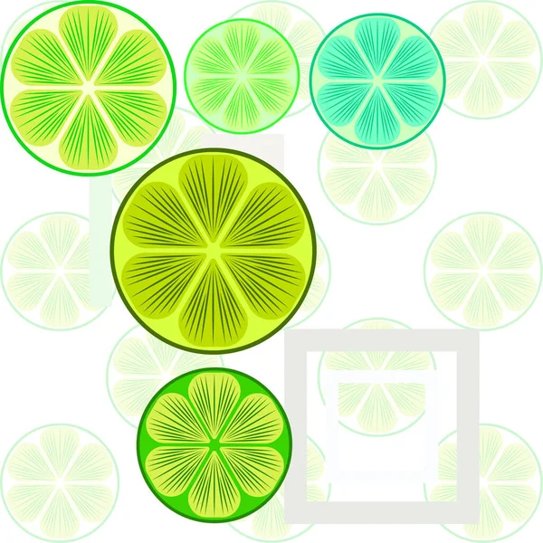 Yeşil yarısı ve dilimlenmiş limon. Vektör illüstrasyonu, arkaplan. — Stok Vektör