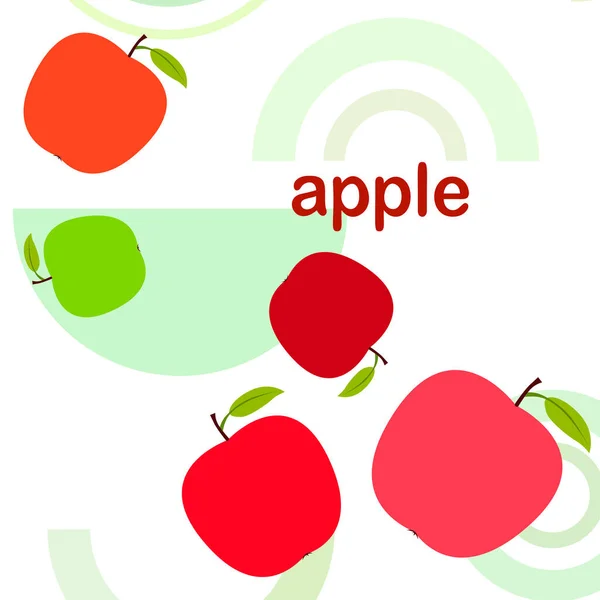 ภาพเวกเตอร์กรอบแอปเปิล การออกแบบการ์ดเวกเตอร์ด้วยแอปเปิ้ลและใบ . — ภาพเวกเตอร์สต็อก