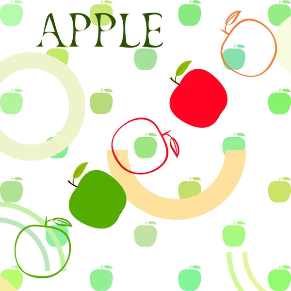 Ilustración vectorial del marco Apple. Diseño de tarjeta vectorial con manzana y hoja . — Archivo Imágenes Vectoriales