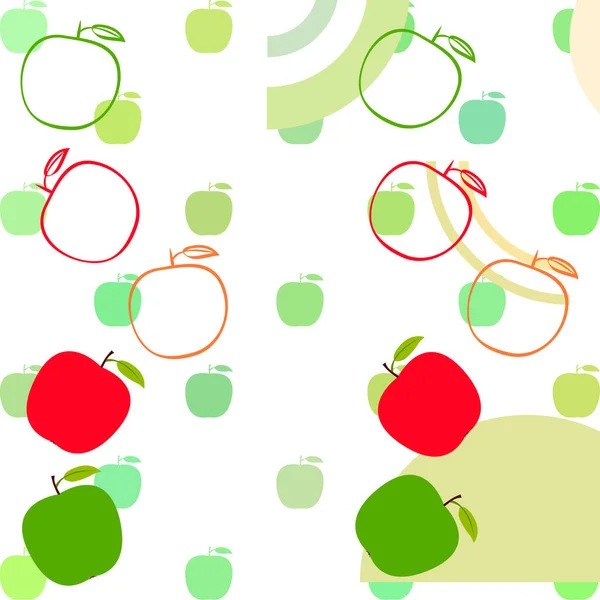 Ilustración vectorial del marco Apple. Diseño de tarjeta vectorial con manzana y hoja . — Archivo Imágenes Vectoriales