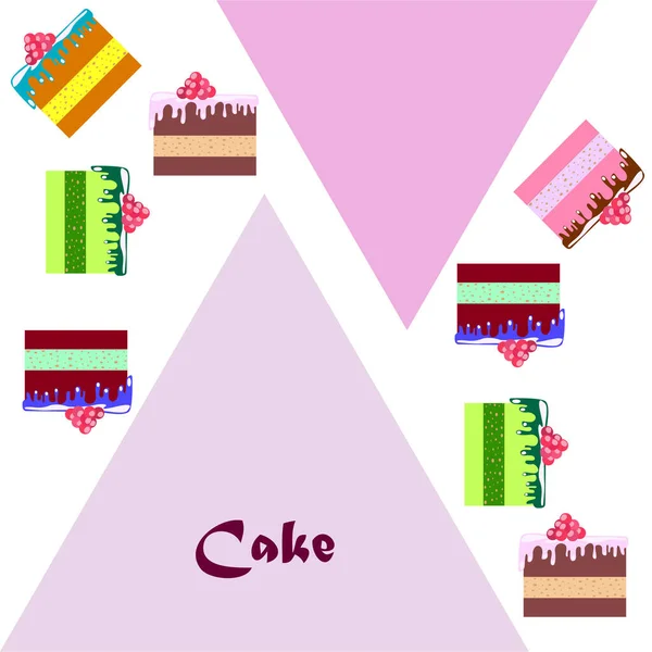 Colorful sweet cakes slices pieces vector illustration. — Stock vektor