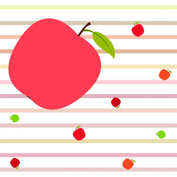 Ilustração do vetor do quadro da Apple. Design de cartão vetorial com maçã e folha . — Vetor de Stock
